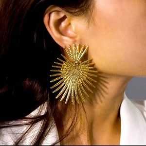 Unique Gold Spike Statement Earrings